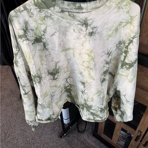 lululemon athletica Green and White Tie-Dye Sweatshirt